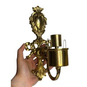 VTG Brass Wall Candle Sconce 9x6 Decorative Candlestick Holder Home Accent Decor